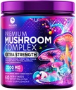 Pilz-Ergänzung Pulver 2200mg - 11 in 1 Komplexes Formel-Pulver mit Bio Lions Mane, Reishi, Cordyceps, Chaga, Türkei Tail Pilz-Extrakt-Ergänzung für Memory & Gehirn-Unterstützung - 60 Servietten