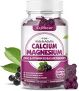 softbear Calcium Magnesium Zink-Gummi für Frauen, hohe Absorption Calcium Magnesium-Ergänzung für Knochenstärke, Zuckerfrei, Vegan, Elderberry Flavor 60 Gummies