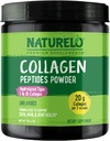 NATURELO Kollagen-Peptid-Pulver, hydrolysiertes Collagen Typ I & III, Haut-Haar & Gelenk-Gesundheit - Unflavored, 16 Unzen | 45 Servietten