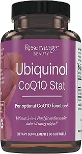 Reserve Ubiquinol CoQ10 Stat - Softgels für den täglichen Gebrauch - Bietet Unterstützung für Herz-Kreislauf-System, Energieniveaus & Zelluläre Gesundheit - Premium Ubiquinol Kapseln - 30 Softgels