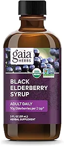 Gaia Herbs Black Elderberry (Sambucus Nigra) Syrup Adult Daily - Immun Support Supplement - mit USDA Certified Organic Black Elderberries for Immune System Support - 3 Fl Oz (9-Day Supply)