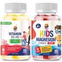 Magnesiumgummis für Kinder & Vitamin D3 K2 Gummie 5000 IU - Immun- & Knochen-Unterstützung - Sugar-Free Vitamin D Gummy Supplement - High-Absorption, Vegan, Glutenfreie Gummi für Erwachsene