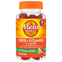 Metamucil Fiber Suplement 72 Gummis, Fiber + Vitamine C,D & B12 kein Zucker hinzugefügt, Unterstützung Verdauungsheilmittel + Unterstützung Immungesundheit, Citrus Berry Flavor.