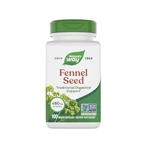 Nature's Way Fennel Seed, Traditional Digestive Support*, 480 mg pro Servieren, Gluten Free & Vegan, Non-GMO Project Verified, 100 Kapseln (Packaging May Vary)