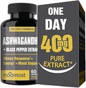 NooMost Ashwagandha Root Extract 15:1 mit schwarzem Pfeffer für bessere Absorption - 60 Kapseln - Natürlicher Stress, Energie, Fokus &amp; Schlaf Unterstützung - Adaptogen Supplement für Männer & Frauen - Made in USA