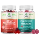 Bundle of Fiber Gummies - Chicory Root Supplement mit präbiotischen Unterstützung für Gut & Verdauungs-Gesundheit und Magnesium-Gummien - Relaxing Magnesium Citrat - Raspberry Flavored for Body & Mind Relaxation