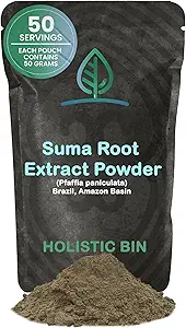 Holistic Bin Wild Harvested Root Ginseng Powder – Brazilian Suma Root Ginseng für Tee & Smoothies – Adaptogen Extract – Non GMO – 50 Gramm