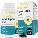 Liposomale Alpha Liponsäure 1400mg Weichgele, ALA-Zusatz mit L-Carnitin 1000mg, Ubiquinol (Active CoQ10) 100mg und Vitamin E 10mg,Alpha-Lipoinsäure für Antioxidantien, Nerve,Energie 60 Weichgele