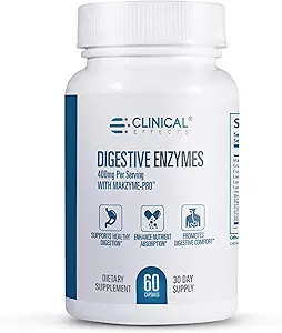 Klinische Effekte Verdauungsenzyme mit Makzyme-Pro - Gut Health Enzyme und Probiotische Ergänzung zur Unterstützung Verdauung, Nährstoffabsorption, Verdauungskomfort - 60 Vegan Supplement Kapseln - USA Made