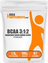 BulkSupplements.com BCAA 3:1:2 Pulver - BCAA Ergänzungen, verzweigte Kette Aminosäuren Pulver - Unflavored & Glutenfrei, 1,5g pro Servierung, 100g (3,5 oz) (Pack von 1)