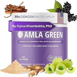 Amla Powder & Immunität Mischung Superfood-Ergänzung mit Elderberry, 20x Ultra Concentrated Amla, Immununterstützung, Hergestellt mit Ingwer, Cinnamon, Pfefferminz, Indische Stachelbeeren, Immunität, 90 Servierungen