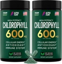 Alpha Flow [2 Pack] Chlorophyll Kapseln 600mg - Chlorophyll-Ergänzung für Energie & Haut - Internes Deodorant für Frauen & Männer - Alternative zu Flüssigkeitstropfen - 240 Vegan Pillen