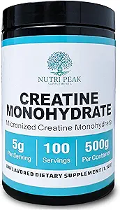 Kreatin Monohydrat Mikronisiertes Pulver Unflavored 500G, 5000mg pro Serv (5g), 100 Servierungen