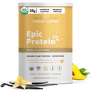 Sprout Living Epic Protein, Plant Based Protein & Superfoods Powder, Vanilla Lucuma Powder | 20 Grams Organic Protein Powder, Vegan, Non Dairy, Non-GMO, Glutenfrei, Low Sugar (2 Pfund, 24 Portionen)