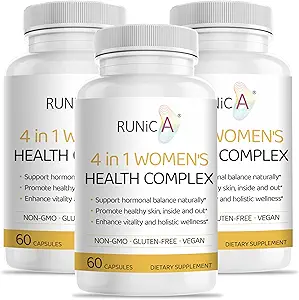 4-in-1 Frauenhormonal Balance Complex | Rosehip, Pueraria & Evening Primrose mit Soy Isoflavones | Menstrual Cycle, Menopause, Energie Level & Gesunde Haut Unterstützung 180 Vegan Kapseln