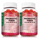 9-in-1 Probiotische Fasergummis für Erwachsene & Teens 16G Fiber per Serving, Psyllium Fiber Supplement mit 5 Billion CFU Bacillus Coagulans, Inulin, ACV für Verdauungs-, Gut & Immun-Wellness - 2 Flaschen