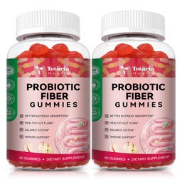 9-in-1 Probiotische Fasergummis für Erwachsene & Teens 16G Fiber per Serving, Psyllium Fiber Supplement mit 5 Billion CFU Bacillus Coagulans, Inulin, ACV für Verdauungs-, Gut & Immun-Wellness - 2 Flaschen