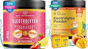 KEY NUTRIENTS Elektrolyt Power Duo: Tropical Peach Mango & Juicy Strawberry Lemonade – Hydration & Endurance, Zero Sugar & Calories – 180 Servietten
