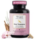 Winged Wellness Hot Momma Menopause Ergänzungen für Frauen - Hormonfreie Menopause Entlastung Unterstützung für heiße Flashes & Nacht Sweats mit Chaste Tree Berry, Multivitamins & Mehr - 60 Vegan Kapseln