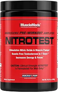 MuscleMeds Nitrotest Pre-Workout Ergänzungsgetränk, Boost Nitric Oxide, Testosteron, Rocket Pop, 30 Portionen, 1.03 Pfund, 1 Zähler