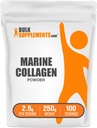 BulkSupplements.com Marine Collagen Powder - Marine Collagen Peptides Supplement, für Haar, Haut, & Nails - Hydyrolyzed & Gluten Free, 2,5g pro Servierung, 250g (8.8 oz) (Pack von 1)