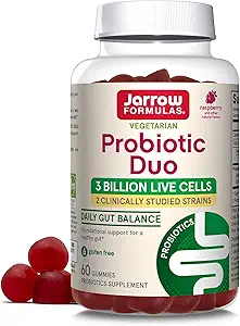 Jarrow Formeln Probiotic Duo, 3 Billion Live Cells Supplement für Immun-Gesundheit und Verdauungsunterstützung, 60 Raspberry Flavor Probiotic Gummis, 30 Tage Versorgung (Pack von 12)