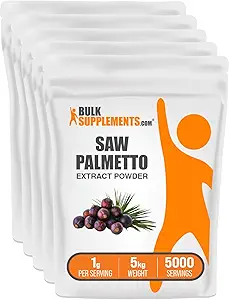 BulkSupplements.com Saw Palmetto Extrakt Pulver - Serenoa Repens, Saw Palmetto Supplement, Kräuterergänzung - Vegan & Glutenfrei, 1g pro Servierung, 5kg (11 lbs) (Pack mit 5)