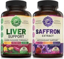 Liver Cleanse Detox Repair Formula und Pure Saffron Extract Bundle (jeweils eine Flasche). Unterstützt Liver Health, Energy Boost, Mood, Metabolic Funktion. USA Made.