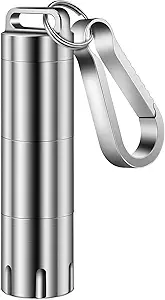 TISUR Titanium kleine Pillenhalter Schlüsselanhänger, Tragbare Pille Fall Wasserdichte Pocket Pill Box Container Träger Pillen, Vitamine, Fischöl, Ergänzungen zu halten