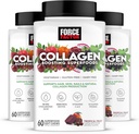 FORCE FACTOR Collagen Boosting Superfoods, Vegan Collagen Booster für Damen, mit Biotin, Hyaluronsäure und Vitamin C, für Haare, Haut, Nägel, & Gelenkunterstützung, Tropische Frucht, 180 Weichkäse, 3-Pack