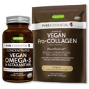 Pure & Essential Vegan Collagen Peptide Protein Powder & Vegan Omega 3 Bundle, komplette Collagen Boosting Formel & Nachhaltiges Algenöl 1340mg, von Igennus