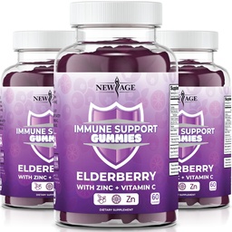 NEU AGE Immunsystem unterstützen Gummi - Sambucus Black Elderberry Gummies mit Vitamin C und Zink (Immune Support 180 Gummis)