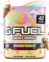 G Fuel Rainbow Sherbet Energy Drink Powder, Pre Workout Caffeine Mix for Gaming, Sugar Free Focus Amino, Vitamin + Antioxidantien, 9.9oz (Rainbow Sherbet, 40 Portionen)