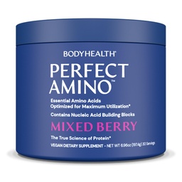 BodyHealth PerfectAmino Powder - BCAA und EAA Pulver für Vor- und Nacharbeit - Aminosäure Energy Drink für Männer und Frauen, um Lean Muskel und Erholung zu unterstützen - Mischbeere - 30 Servierungen