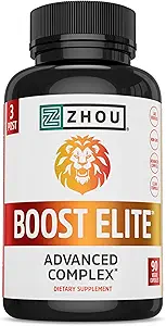 Zhou Boost Elite - Energieergänzung, natürliche Muskelunterstützung Pillen für Männer mit Tribulus, Fenugreek, Ginseng und Maca - 90 Veggie Kapseln