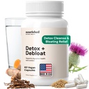 Nourished Natural Health Detox + Debloat - Milk Thistle & Dandelion Root Vegan Ergänzung für Frauen - Bloating Relief & Digestion Support - 60 Kapseln