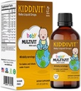 Kiddivit Baby Multivitamin Flüssigkeitstropfen mit Inulin - 48 Tägliche Servierungen, 4 Fl Oz (120mL) - Glasflasche - Zuckerfrei, Glutenfrei, Vegetarisch