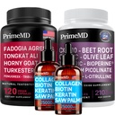 Liquid Collagen Biotin (2pk), Fadogia Tongkat Ali (1pk), und Nitric Oxide (1pk) Ergänzung Bundle - Potente Vitamine für Haar, Haut, Nägel, Herz, Energie, & Testosteron Unterstützung - Non-GMO, Vegan