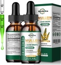 2 Pack Mullein Tropfen für Lunge, 1200mg Mullein Blatt Extrakt Flüssigkeitstropfen mit Chlorophyll für Lung Cleanse & Detox, Unterstützung für Atem, Immun, Verdauungssystem