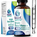 Irish Sea Moss Tropfen - Citrus Berry Flavor - 92+ Essential Minerals & Vitamine - Energie, Haut, Gut, Erholung - Bladderwrack und Burdock Root - 2 fl. Unze