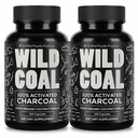 Wild Foods Activated Charcoal Capsules | 100% Organic Coconut Shells Active Tablets for Bloating Relief | Lab Tested & Non-GMO Detox Pills | USA (Zwei Flaschen - 120 Kapseln)