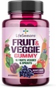 LifeSeasons Fruit & Veggie Gummy Supplement - 16 Früchte Gemüse & Sprouts - Vitamine Mineralien & Antioxidantien - Ernährungsunterstützung für Immunität & Wellness - 3X Mehr Potent - 60 Gummi