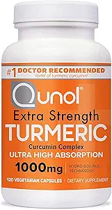 Qunol Turmeric Curcumin Supplement, Turmeric 1000mg Mit Ultra High Absorption, Joint Support Supplement, Extra Strength Turmeric Capsules, 2 Month Supply, 120 Count (Pack von 1)