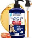 Lachsöl für Hunde - Omega 3 für Hunde - 8 FL OZ Wild Alaskan Lachs Fischöl - Natürliche EPA & DHA Fettsäuren für Haut & Coat, Allergie, Gelenk & Knochen Gesundheit - Flüssige Unterstützung Ergänzung für Shedding