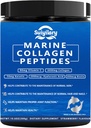 Collagen Peptides Pulver für Frauen, Multi Marine hydrolysiert für gesundes Haar, Haut, Nägel mit Hyaluronsäure, Biotin, Vitamin C, 30 Servierungen (10.6 OZ, Erdbeere)