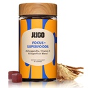 JUGO Focus + SUPERFOODS | Ashwagandha Gummis mit Vitamin D3 & Superfruit Blend | 40 Count Plant - Based Adaptogen Gummies | Gelatin-Free, Non-GMO, Made in USA