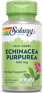 SOLARAY Echinacea Purpurea Wurzel 440 mg | Gesunde Immun- und Atemfunktionsunterstützung | 100 VegCaps