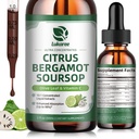 Citrus Bergamotte Flüssige Tropfen - Natürliche Ergänzung mit Soursop, Rote Hefe Reis, Knoblauch, Olivenöl Blatt, Schwarzer Pfeffer - Hohe Absorption - Unterstützung Gesamt Wellness* - Soursop Bitters Liquid, 2 Fl Oz