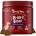 Zesty Paws Hund Multivitamin, Kaubare Hunde Vitamine und Ergänzungen für Hip & Gelenke, Haut & Mantel, Omega 3 Fischöl für Hunde- Senior & Welpen Multivitamin - Bison- 90ct