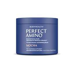 BodyHealth PerfectAmino Powder - BCAA und EAA Pulver für Pre- und Post Workout - Aminosäure Energy Drink für Männer und Frauen, um Lean Muskel und Erholung zu unterstützen - Mocha - 60 Servietten
